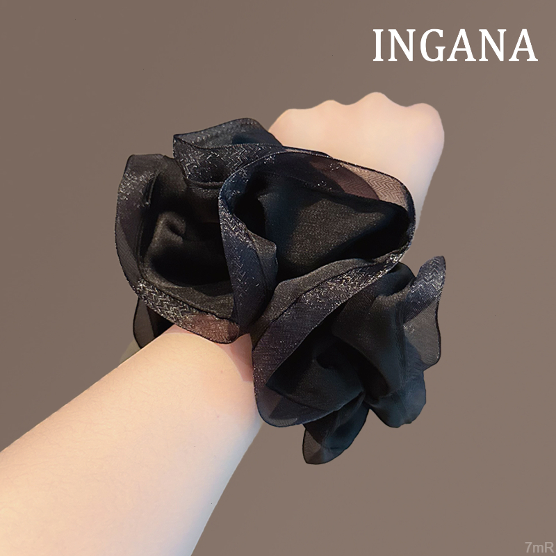 法式慵懒风木耳花边大肠发圈气质百搭头绳黑色头花扎马尾发绳头饰