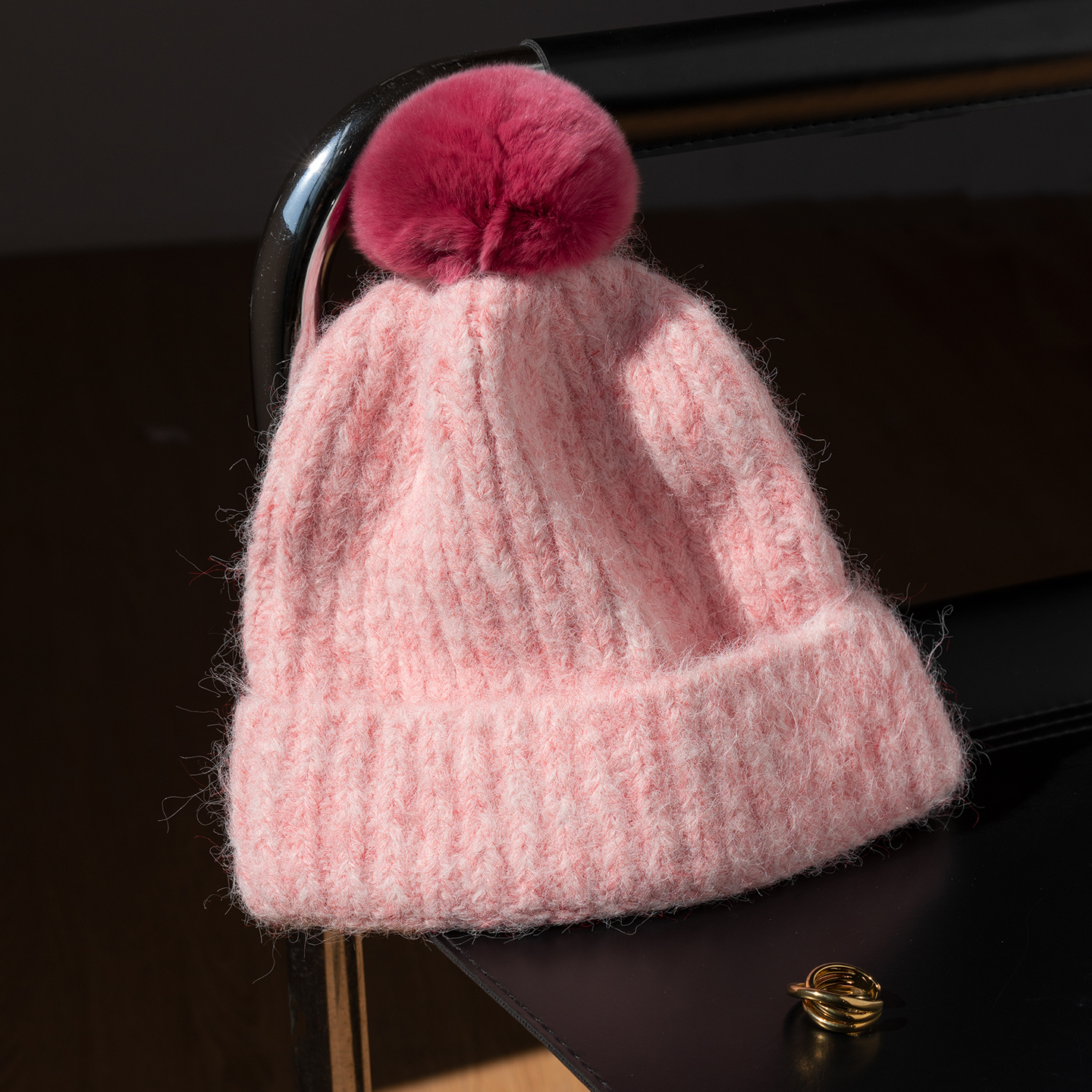 疯帽子 韩版羊毛针织帽子狐狸毛球包头帽女保暖护耳毛线帽 25年冬