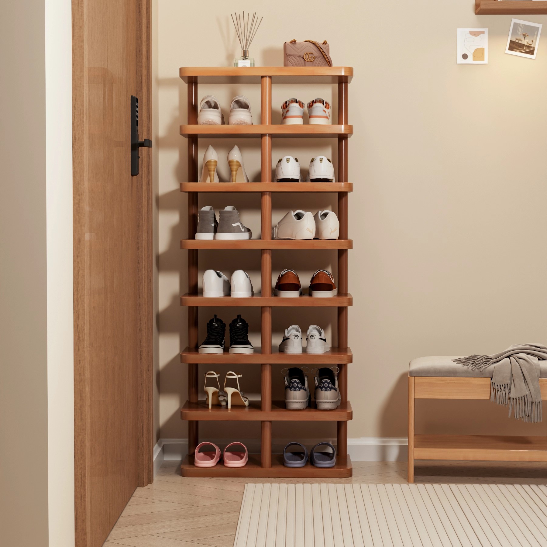 好看小窄架收纳架储物鞋柜租房简易室内鞋子鞋架家用门口多层结实