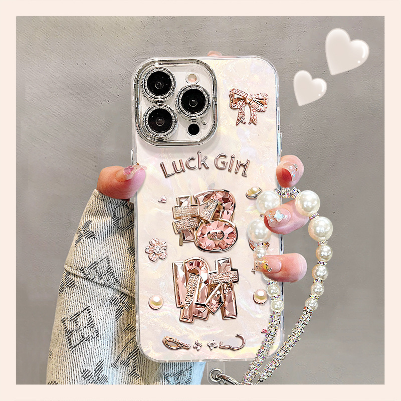 招财支架手链适用苹果16promax手机壳13高级感15带支架14/12文字