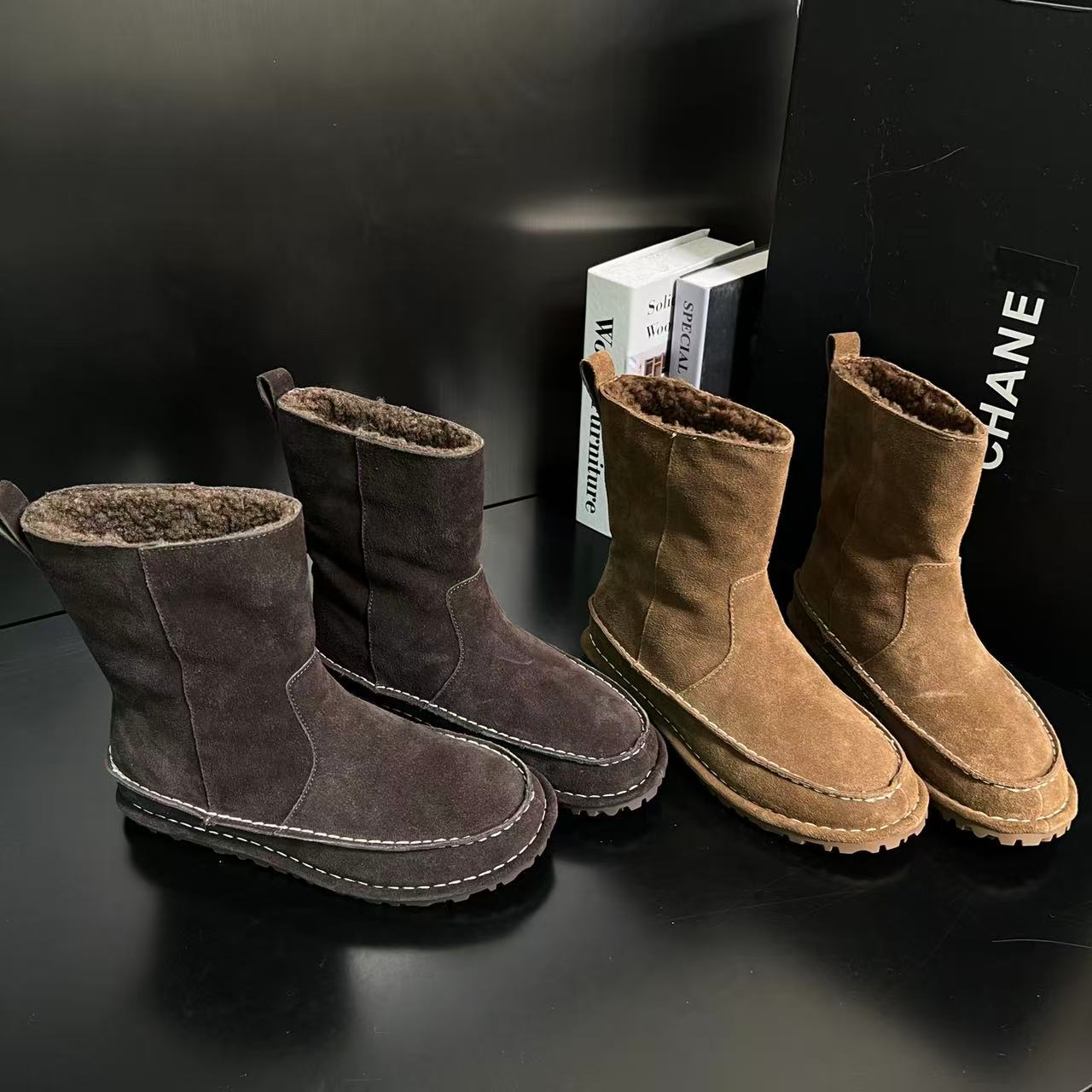 【摩登奢感】冬日雪地靴毛绒厚底皮毛一体中筒经典短靴72-780