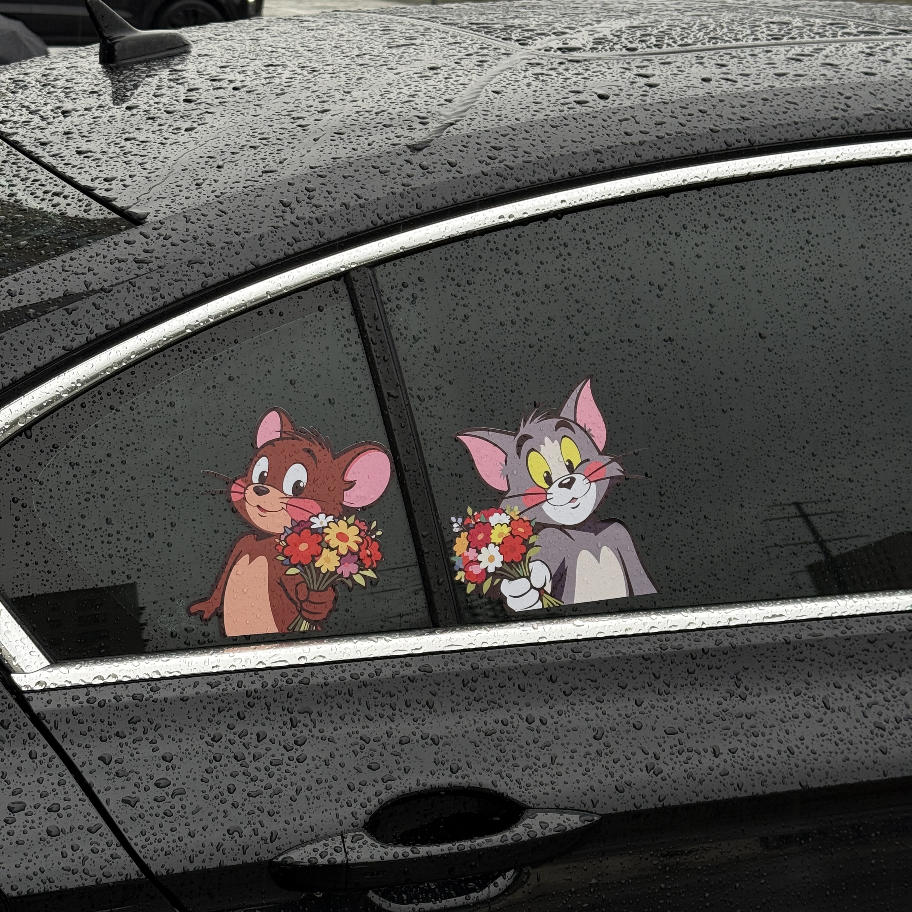 猫和老鼠车贴汽车车身车窗玻璃装饰贴纸卡通可爱摩托车电瓶车贴纸
