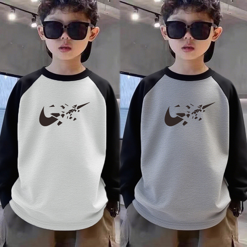 儿童纯棉长袖t恤2025新款男童上衣插肩韩版恤百搭男孩春秋打底衫