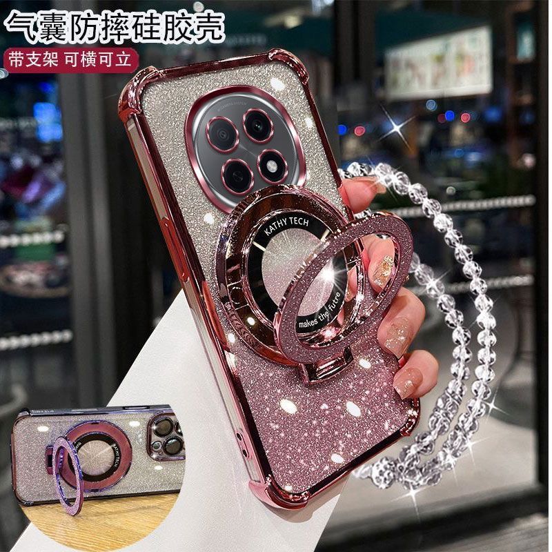 OPPOA5Pro手机壳PKP110轻奢女款闪粉四角气囊防摔带镜头膜支架手