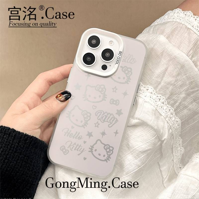 粉底KT头像彩银壳适用于iPhoneiPhone苹果16手机壳华为oppo小米手