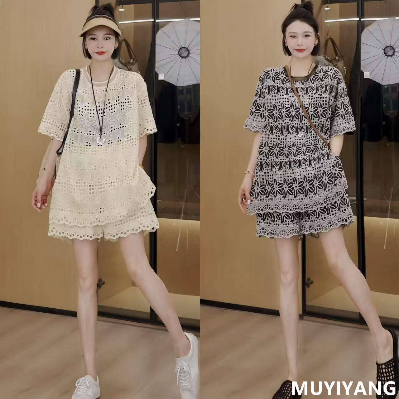 【致幻】设计感小众圆领镂空勾花高定两件套装 衣长75 25-241#