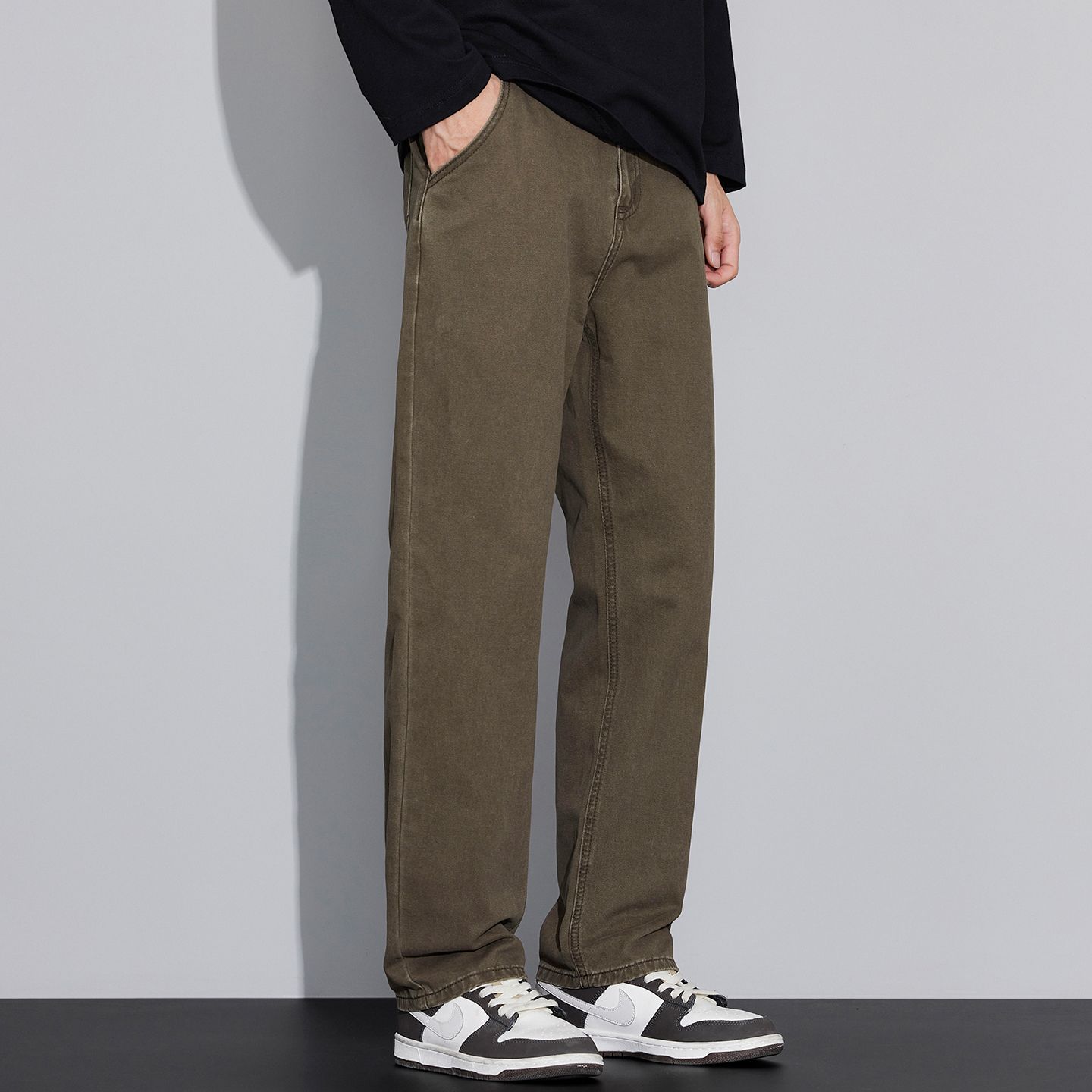 保罗正品2025纯棉色宽松直筒舒适绵柔牛仔裤潮流百搭时尚牛仔长裤