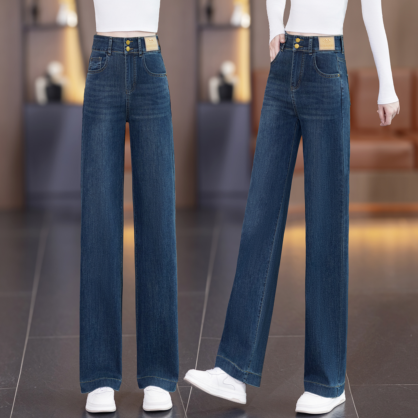 秋冬季节爆款加绒舒适直筒牛仔裤2025年新款休闲高腰微弹直筒裤女