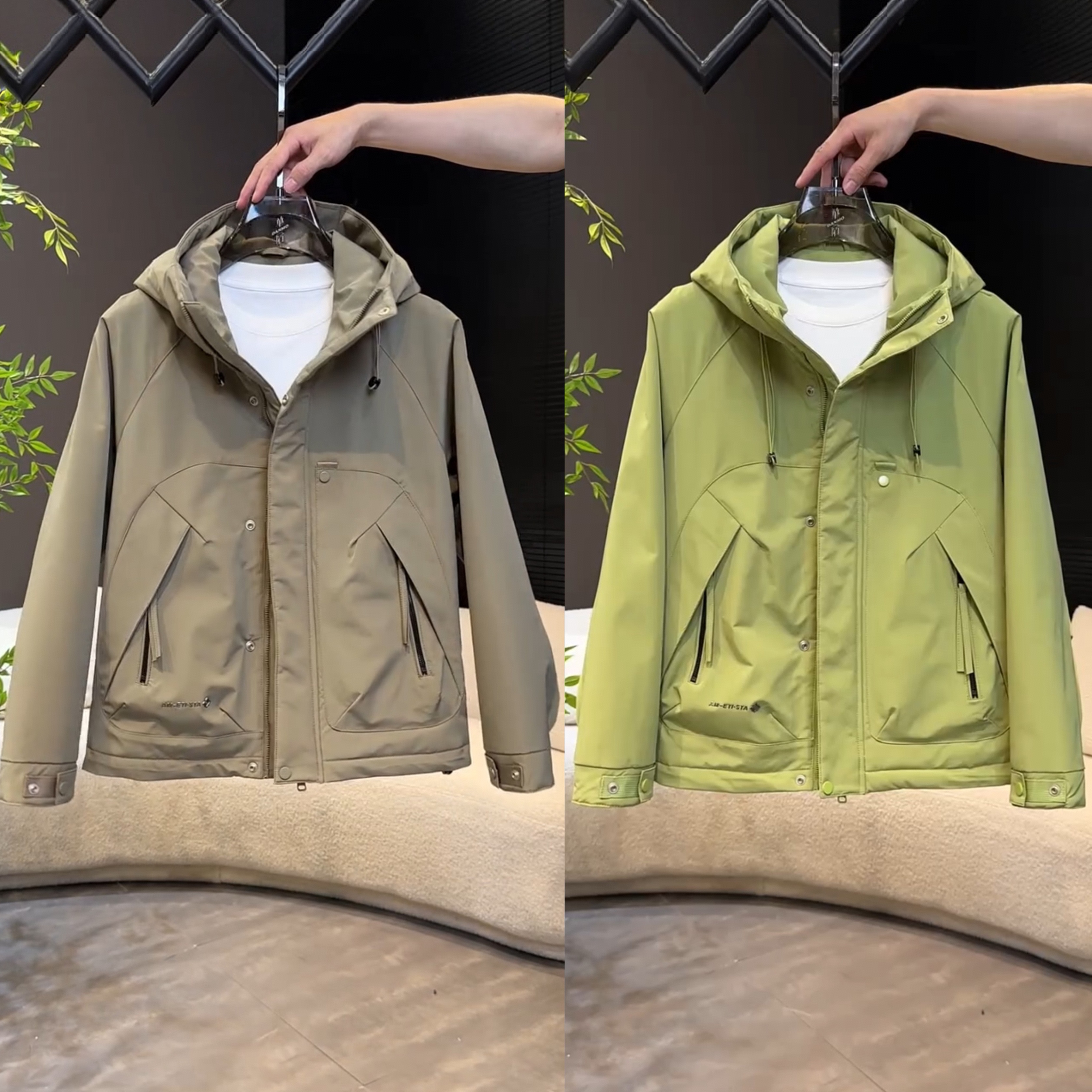 户外二棉防风夹克外套男秋冬新款痞帅百搭宽松夹棉保暖连帽冲锋衣