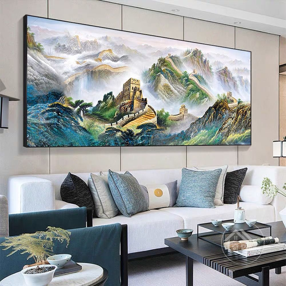 《万里长城》现代山水画新中式客厅沙发背景装饰画办公室挂画晶瓷画