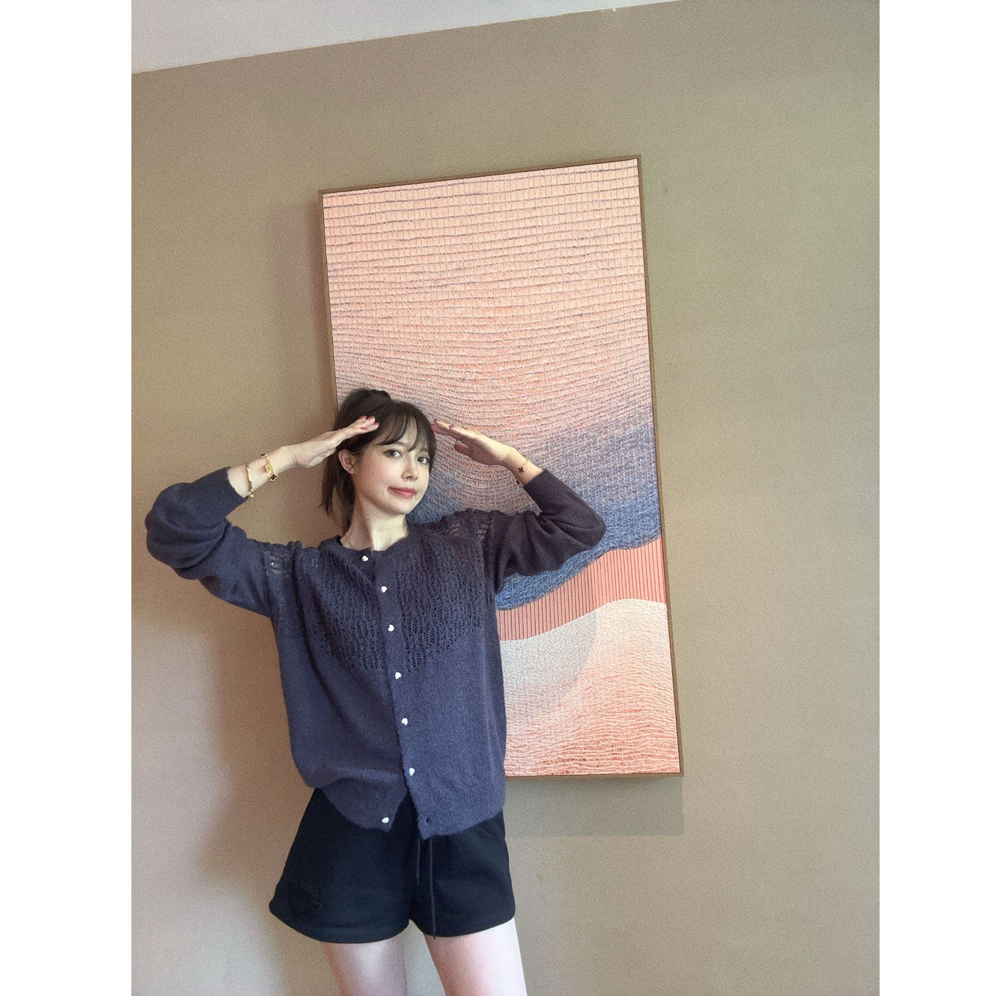 BETTER JOELAY-【绒光漫织】针织开衫毛衣针织衫圆领温柔韩版LL5917