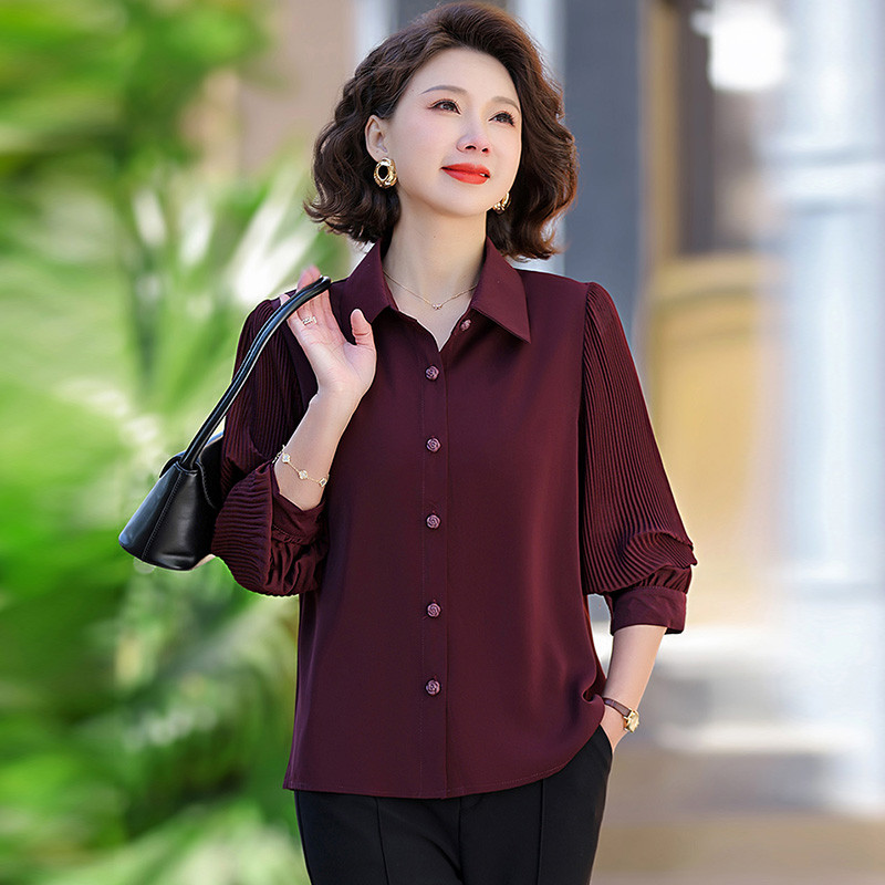 雅鹿优选妈妈春装上衣长袖衬衫2025新款洋气中老年人女装春秋薄款