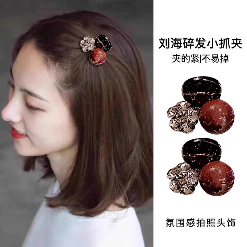 精致小号红色水钻小抓夹前额刘海夹碎发发夹可爱侧边夹女头饰发饰