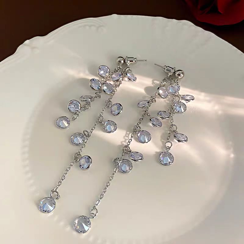 不锈钢锆石耳饰 锆石水晶