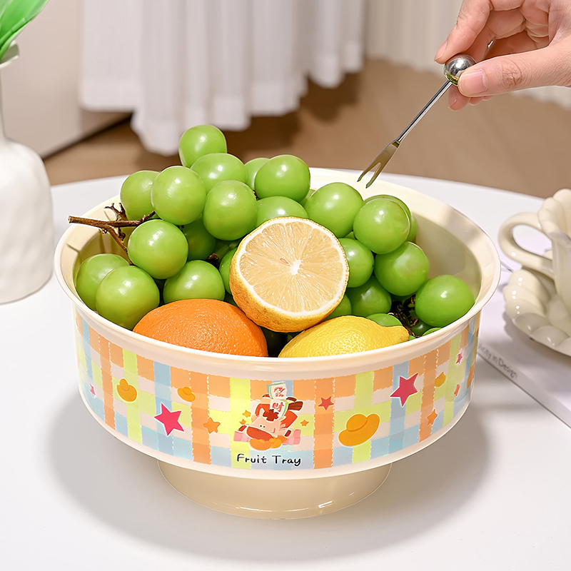 卡通水果盘可沥水家用卡通轻奢客厅茶几零食干果糖果摆放盘盆托盘