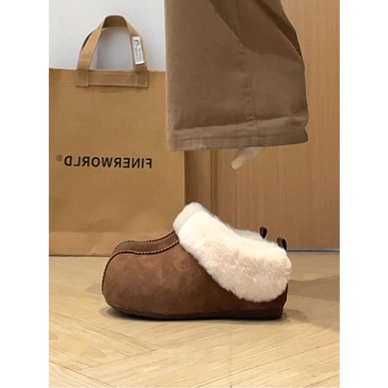增高雪地靴女2025冬季外穿加绒保暖勃肯包头拖鞋复古百搭毛毛鞋