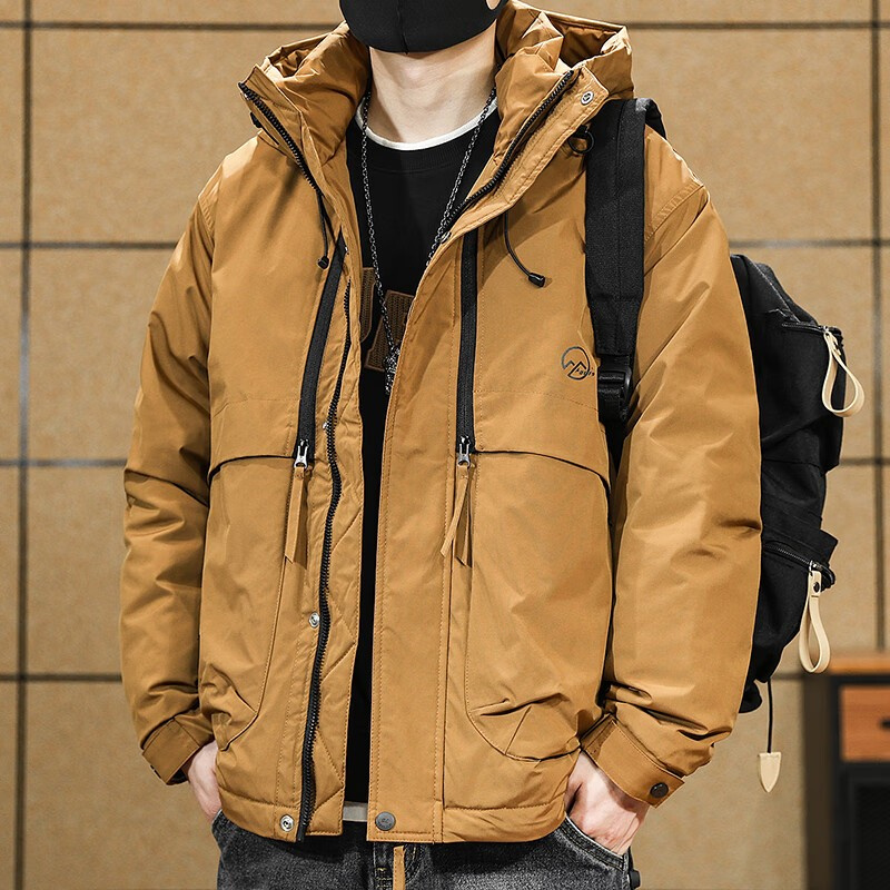 冬季新款90鸭绒工装羽绒服男加厚保暖羽绒外套男款防寒冲锋上衣服