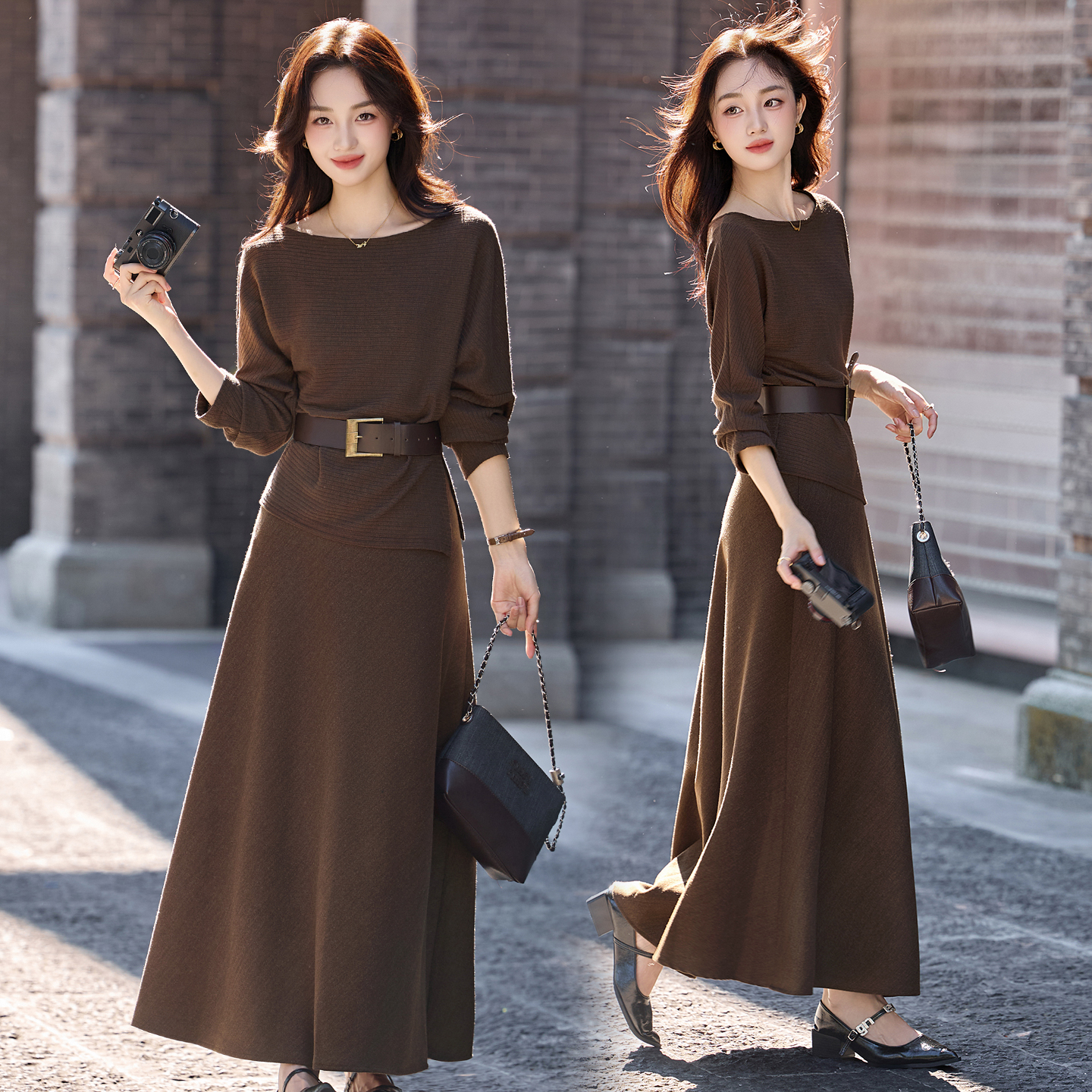 早秋时尚套装裙女2025超火穿搭一整套洋气收腰减龄半身裙两件套女