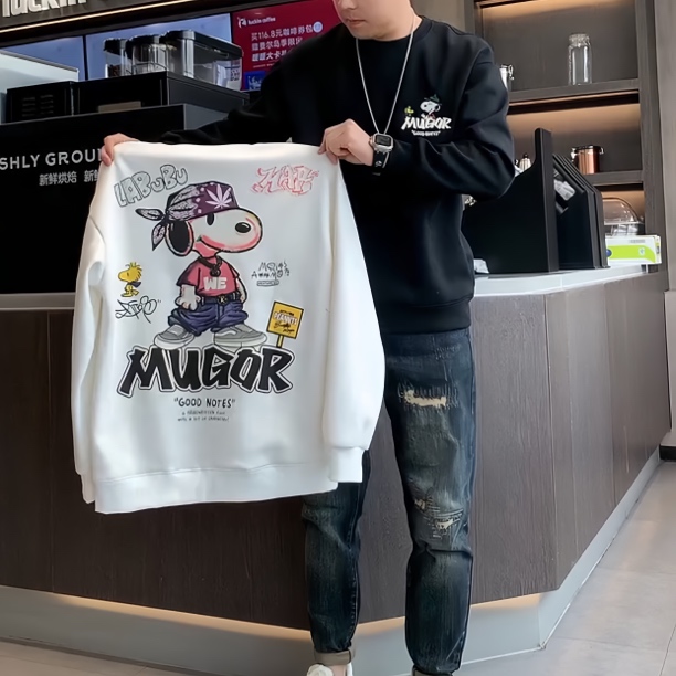 秋冬新款时尚潮牌男士高级百搭卫衣品质轻奢休闲长袖上衣打底衫潮