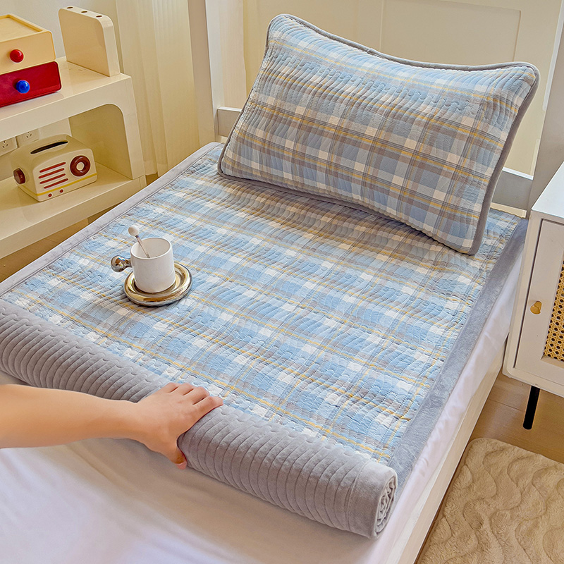 一面全棉一面宝宝绒床盖单人学生宿舍床垫软垫纯棉床褥子90*200cm