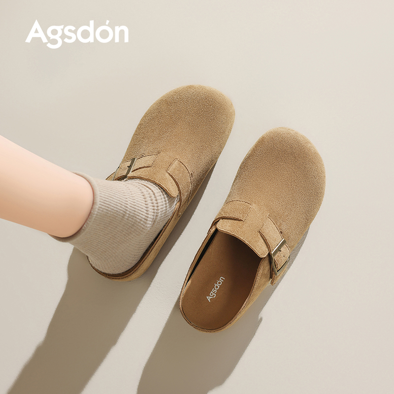 /奥古狮登勃肯鞋女2025新款秋冬厚底透气包头博肯半拖外穿一脚蹬Q