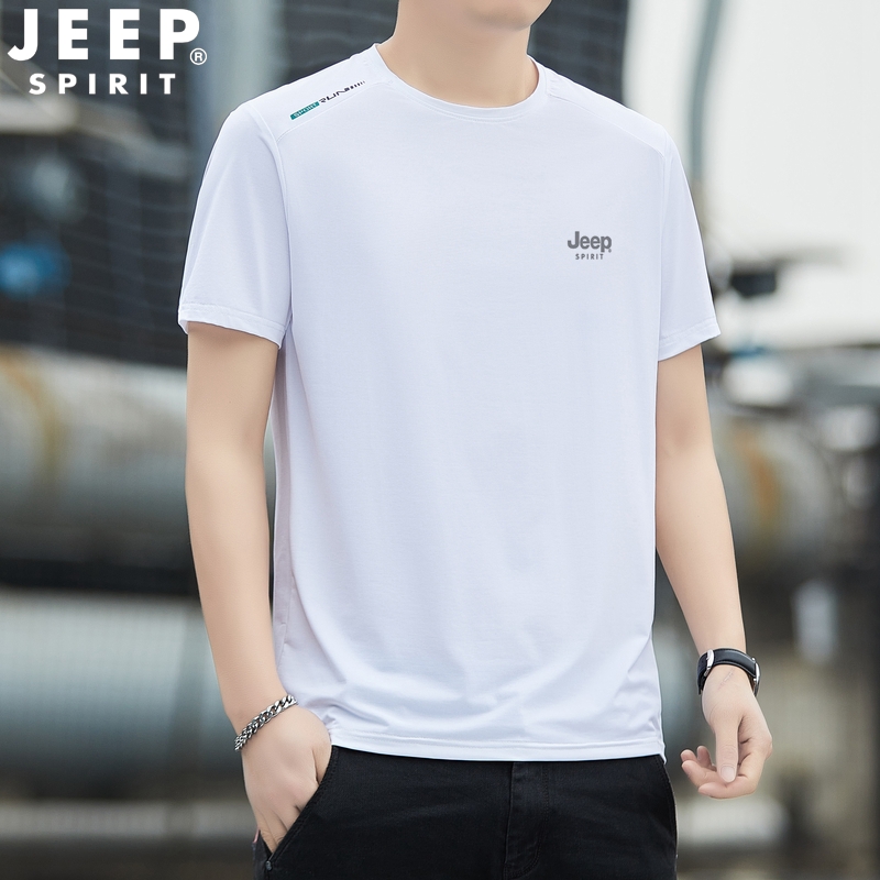 吉普JEEP品牌t恤男短袖夏季潮牌冰丝薄款半袖体恤休闲运动速干衣