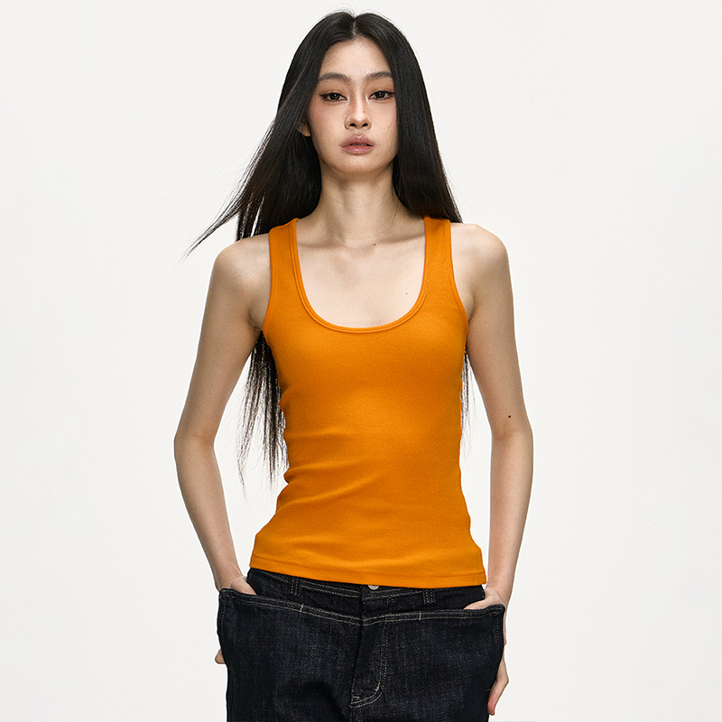 anna aneae基础TANK-U领纹背心吊带女外穿夏季修身工字短款上衣潮