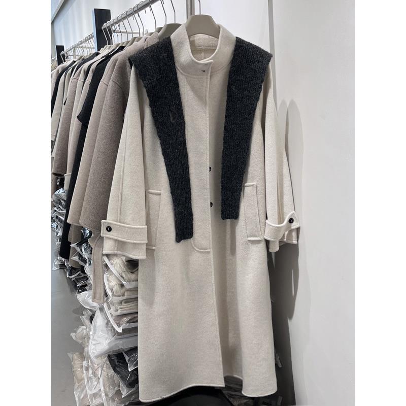 欧版双面羊毛呢大衣女2025冬季新款韩版宽松中长披肩领呢子外套