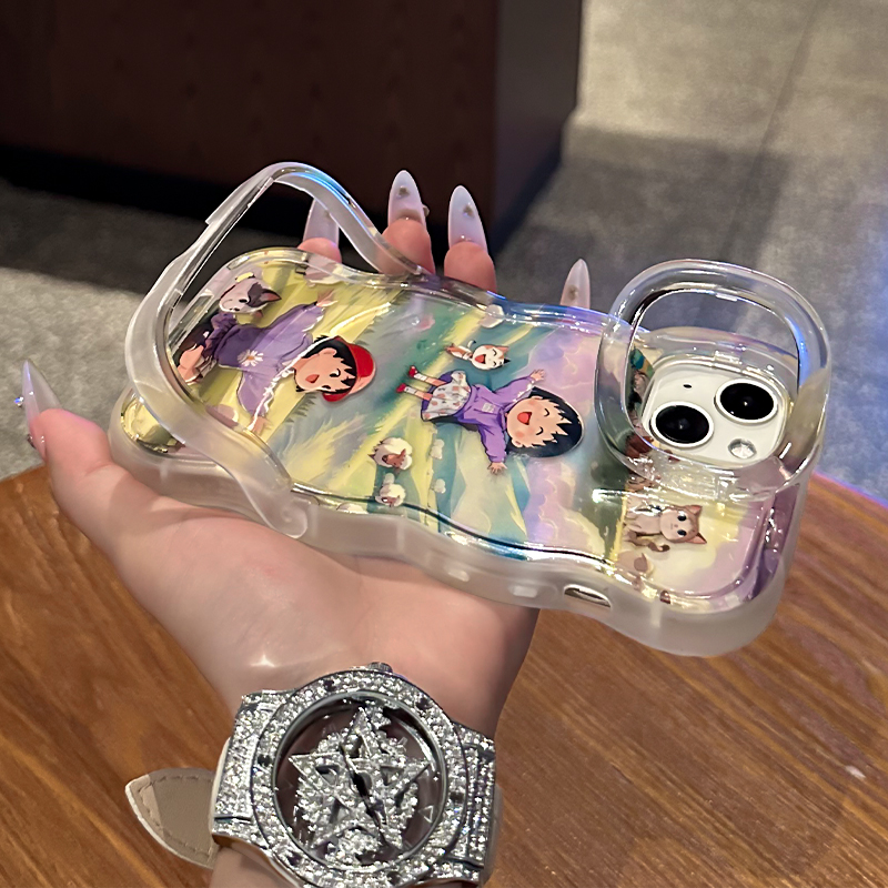 樱桃小丸子适用苹果15华为oppo/vivo小米iPhone16pro双支架手机壳