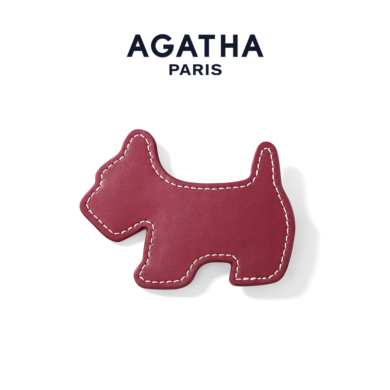 AGATHA皮革小狗发夹头饰发饰时尚百搭小众刘海小夹子复古边夹DX