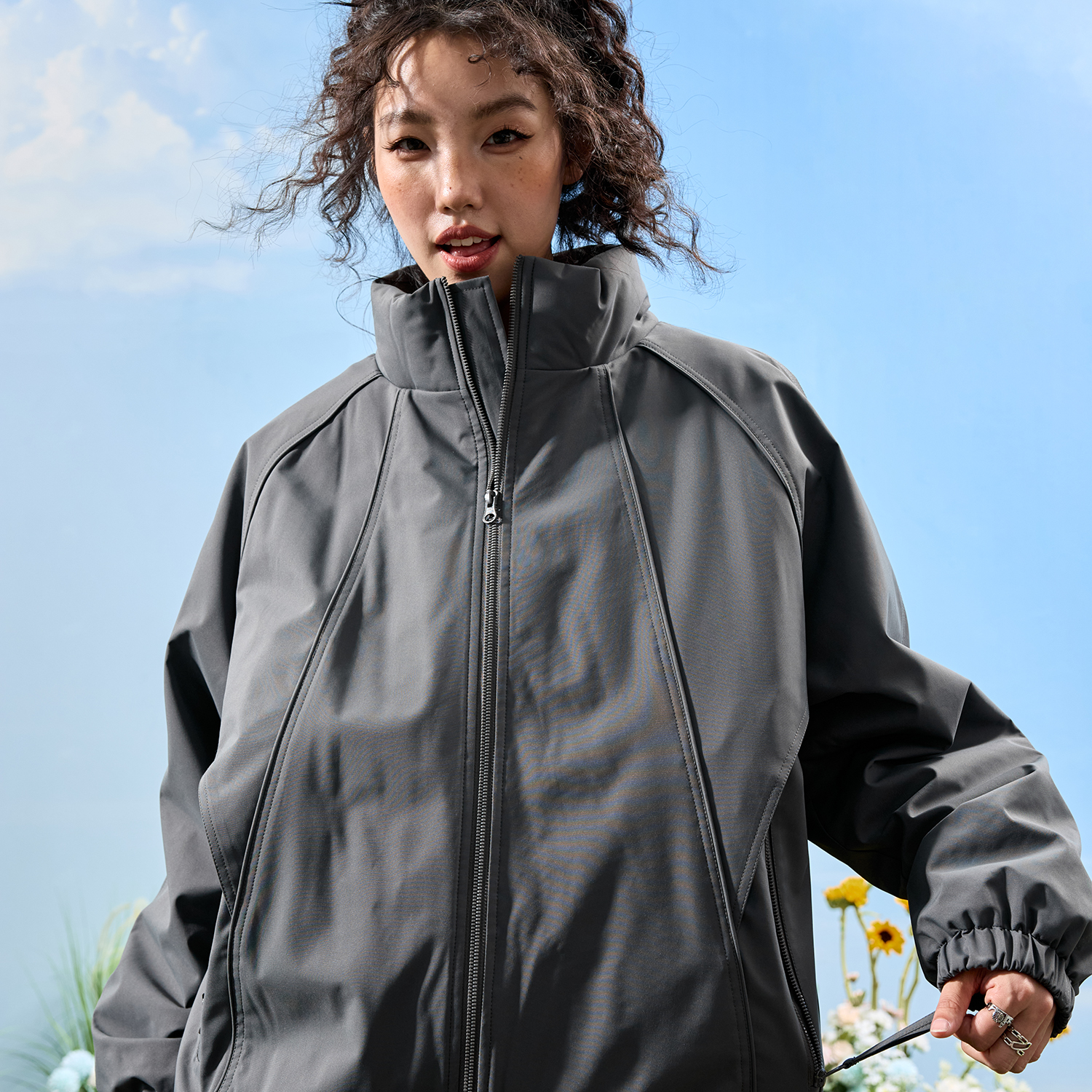 美式复古立领冲锋衣棉服冬天防寒外套拼接工装棉衣男女2025冬新款