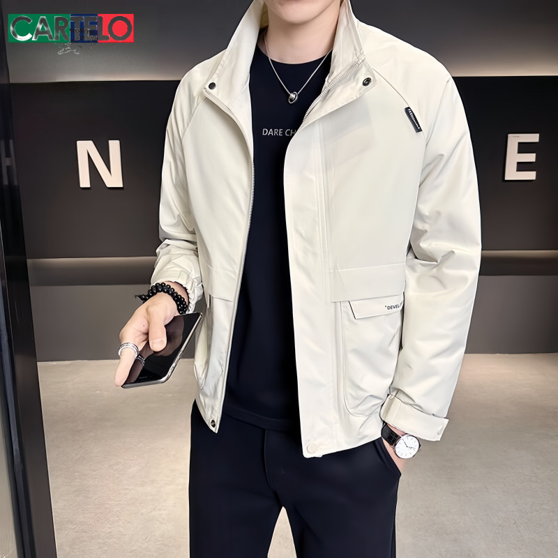 卡帝乐鳄鱼时尚夹克男士春秋季新款潮流休闲百搭男装立领工装外套