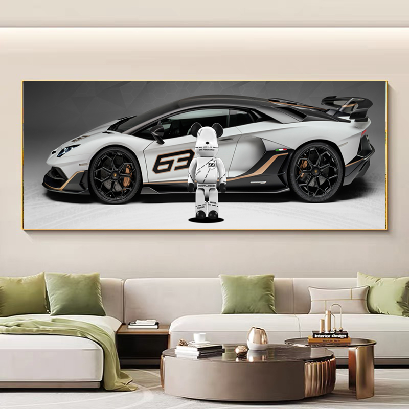 现代简约客厅沙发装饰画新款豪车酒店卧室主题挂画办公室背景壁画