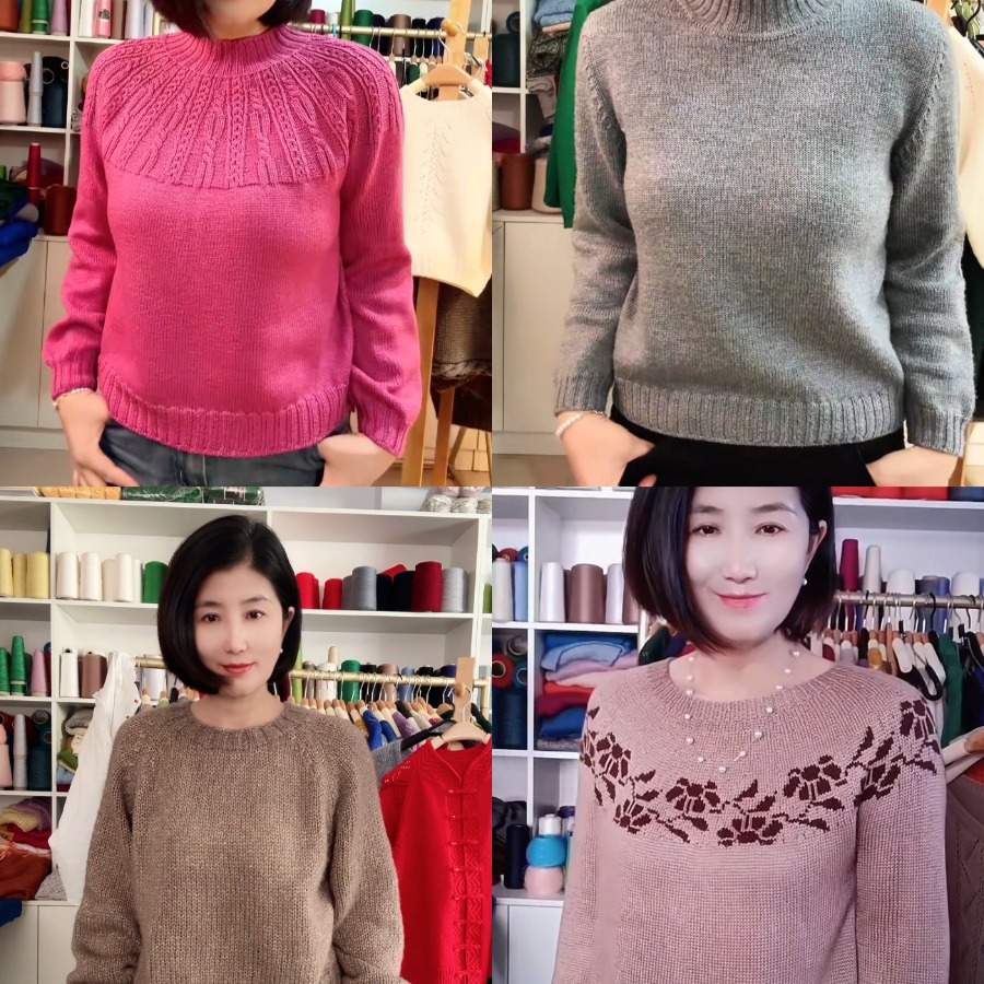 灯笼，插肩，提花，平肩自带袖，合集4款