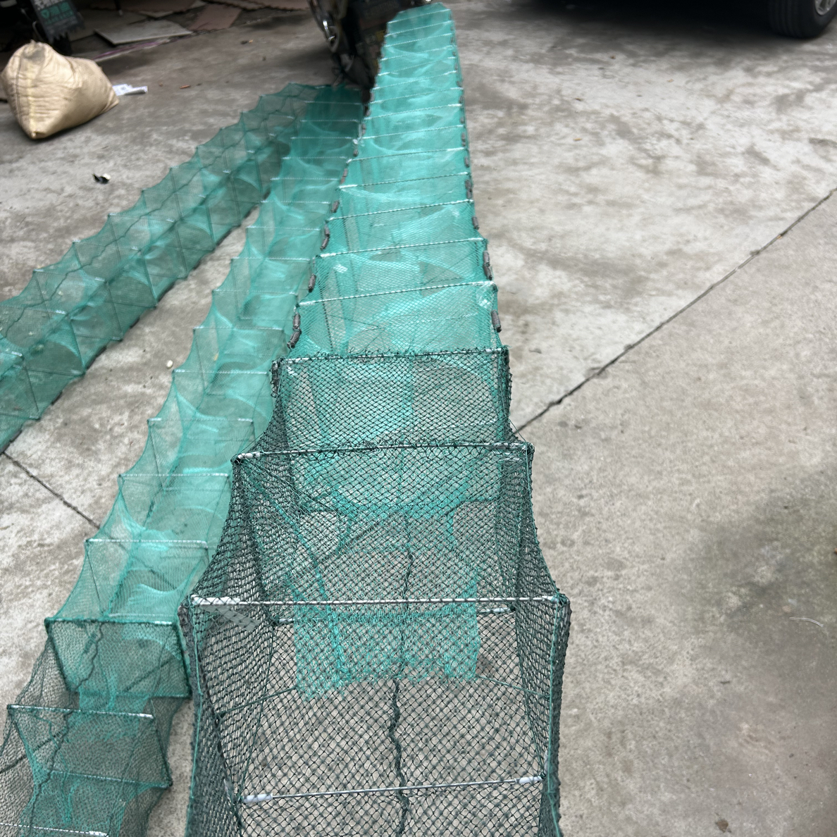 国华新款加长节洞虾笼鱼笼加密网眼捕虾捕鱼专用19节14门42铁坠