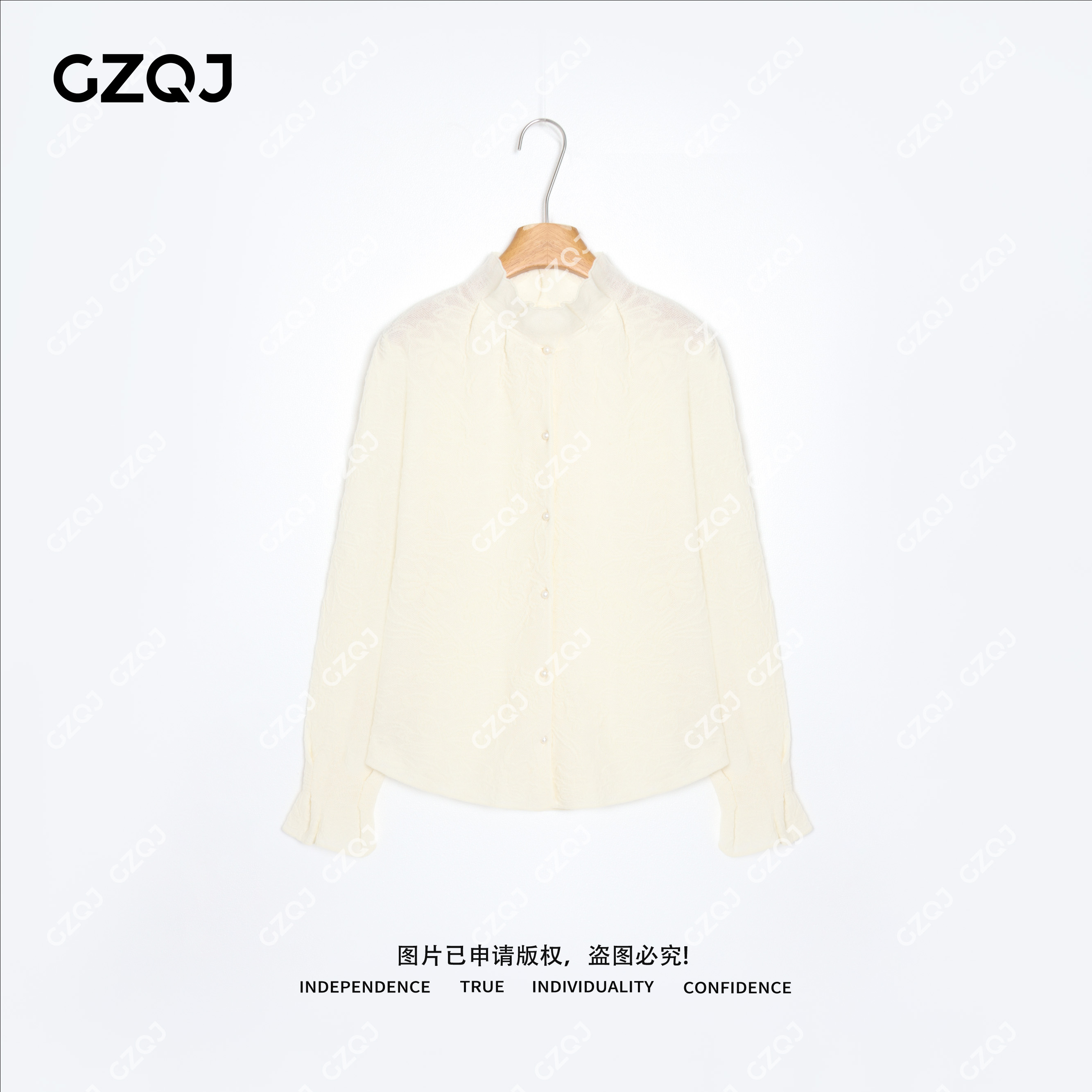 老琴私服【月桂织纹】100羊毛高级感衬衫毛衣针织衫女冬季新款3580