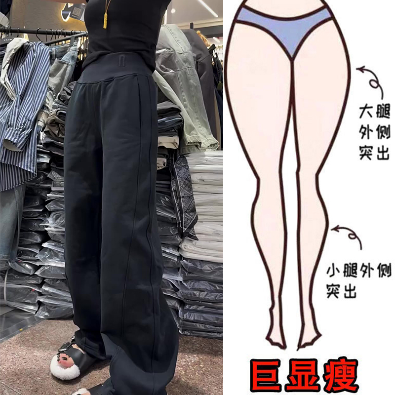 秋季新款欧货爆款松紧腰女士卫裤梨形身材高腰宽松显瘦百搭阔腿裤