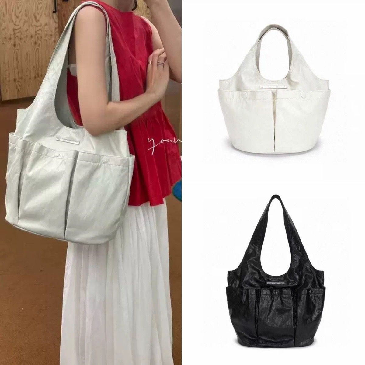 韩国matin kim托特包一枝南南同款手提单肩包褶皱包单肩腋下包潮