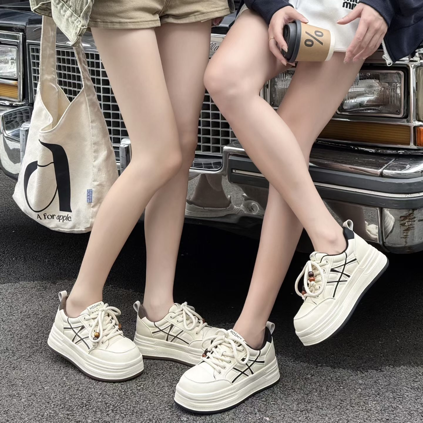 717韩版秋季真皮小白鞋板鞋系带厚度休闲鞋女鞋厚底百搭潮流时尚