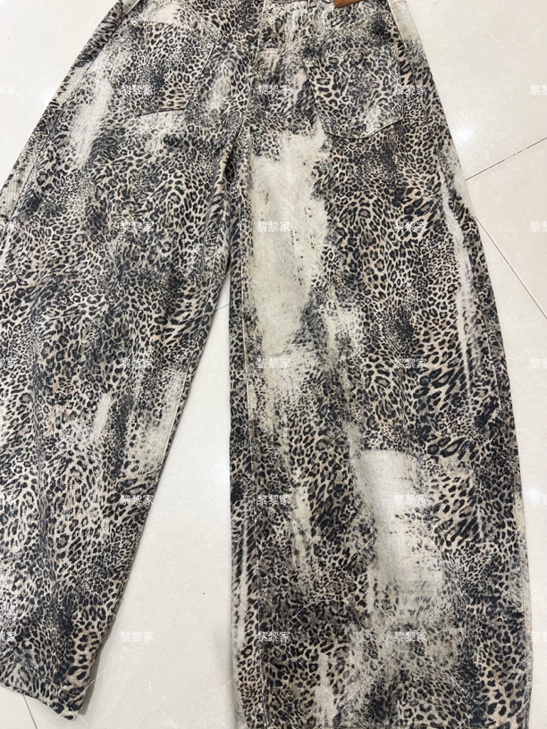 黎黎家复古豹纹女秋季垂感遮肉高腰显瘦阔腿裤12