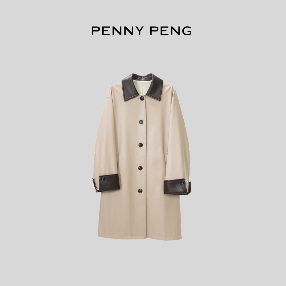 PENNYPENG人生伴侣【现货】春季气质经典浅咖色复古宽松中长款风衣