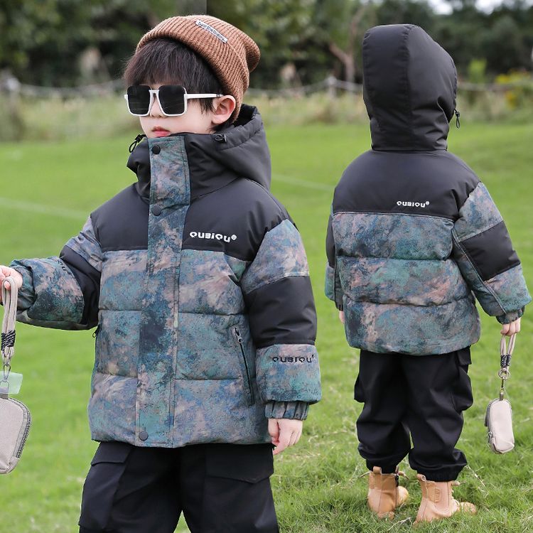 男童棉服冬季2025新款洋气儿童冬装加厚连帽棉衣宝宝冬款保暖衣服