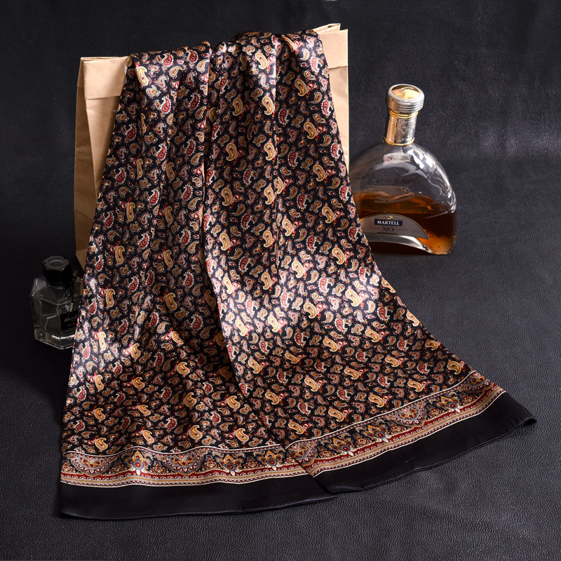 真丝丝巾男款高档商务休闲100%桑蚕丝围巾英伦气质男士西装领巾