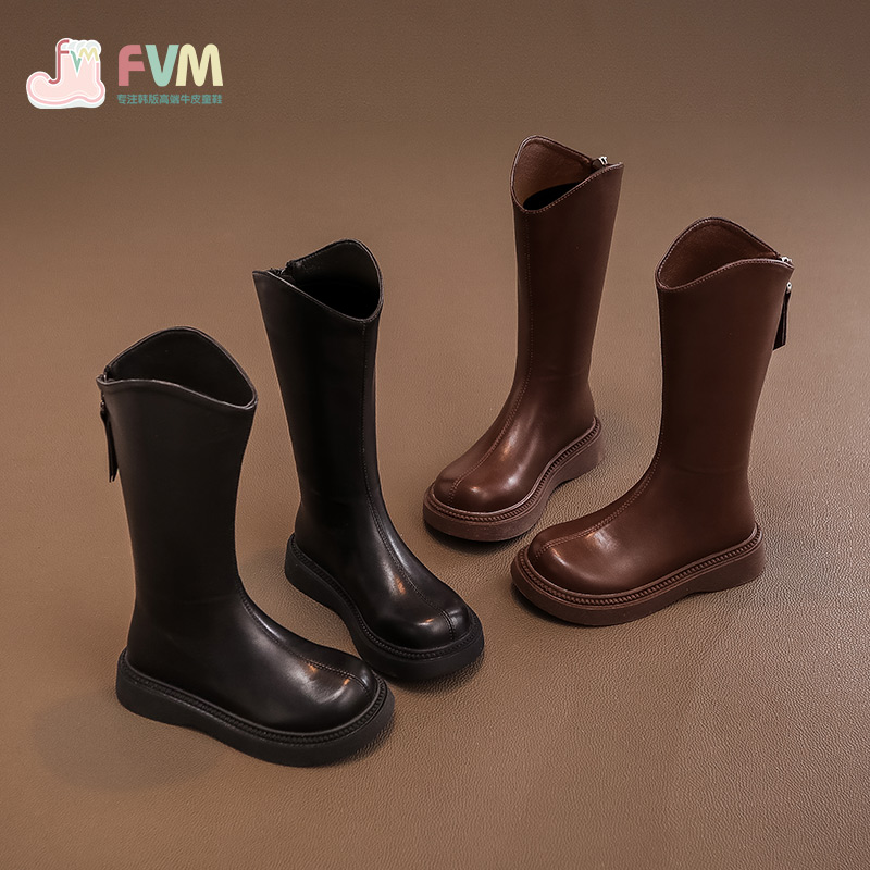 女童靴子儿童马丁长筒长靴2025新款秋冬季宝宝小公主女孩高筒皮靴