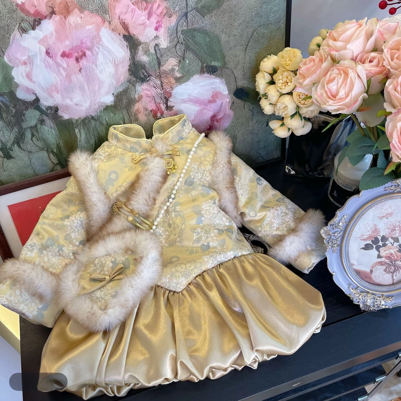 2025秋冬金桂玉蕊女童周岁礼服儿童旗袍女宝宝国风裙拜年服