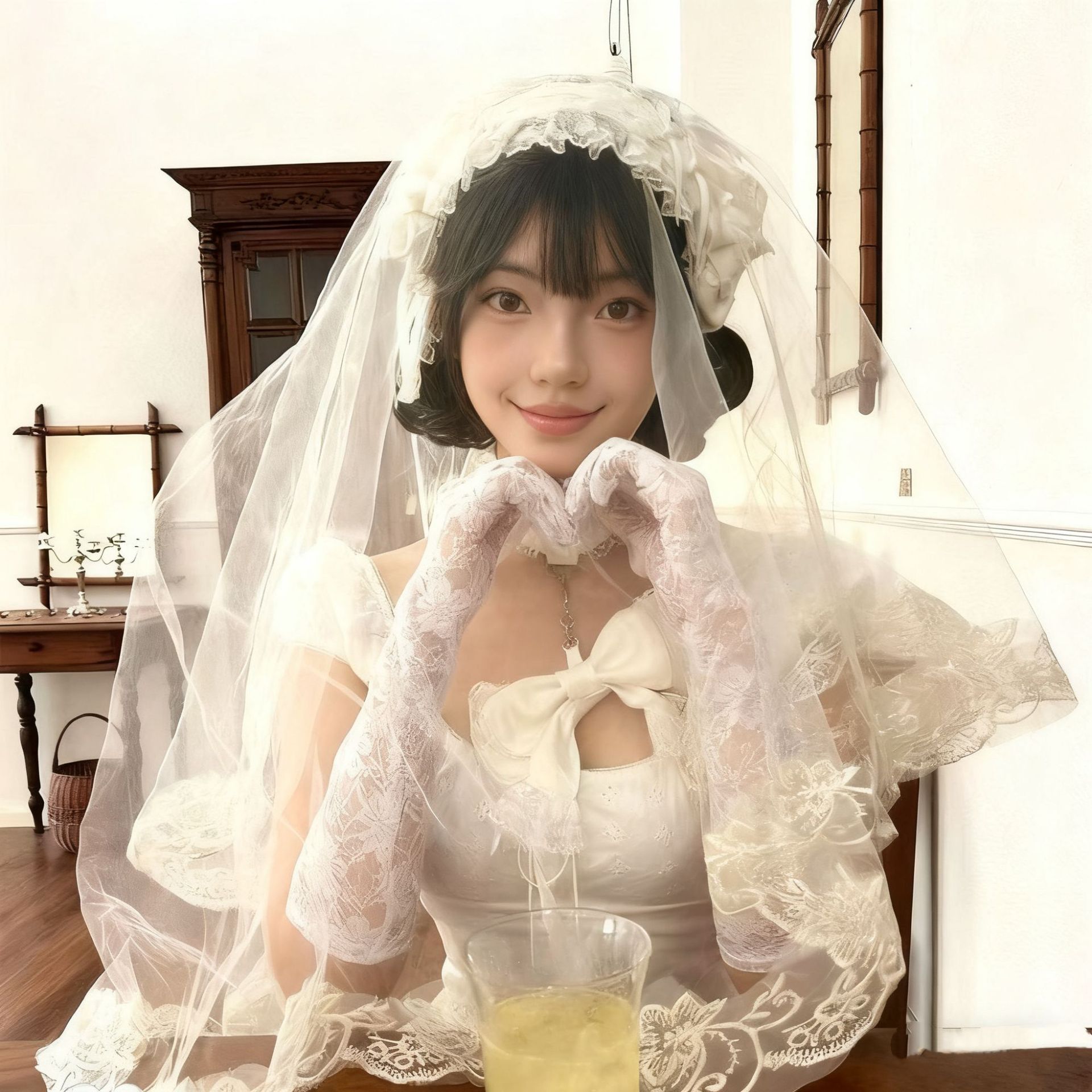 白色蕾丝花边头纱长款cos鬼新娘洛丽塔lolita花嫁拍照道具头饰