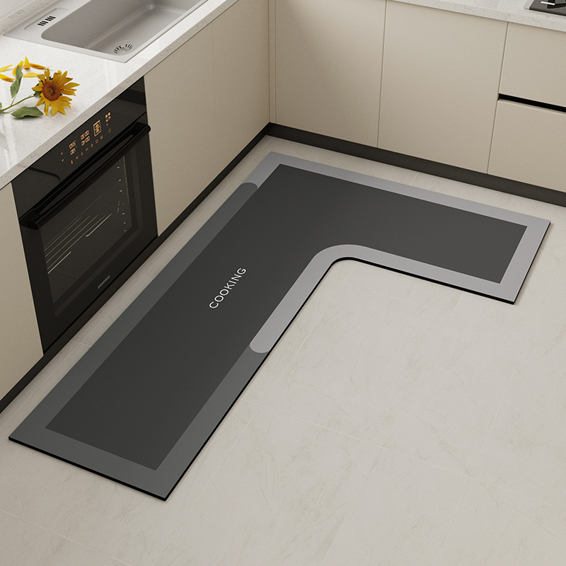 硅藻泥地垫现代简约L型厨房专用吸水脚垫家用耐磨耐脏易打理地垫