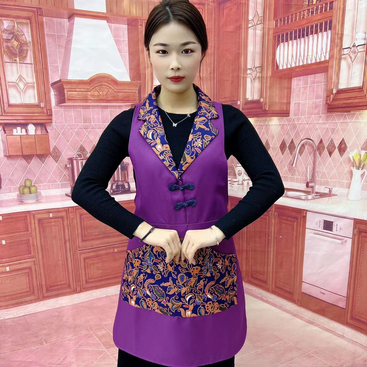 盘扣2025新款翻领民族风围裙D