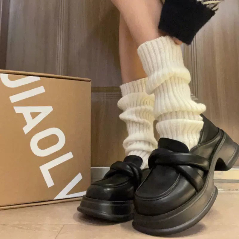 日系软妹风针织堆堆袜秋冬中筒袜女jk百搭显瘦显腿细