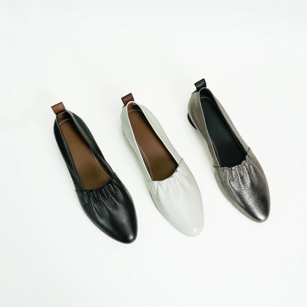 秋季新款真皮单鞋低跟浅口尖头单鞋休闲软底粗跟女鞋百搭妈妈鞋